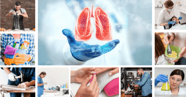 Médico evaluando la salud pulmonar junto a profesiones con riesgo de enfermedades pulmonares ocupacionales