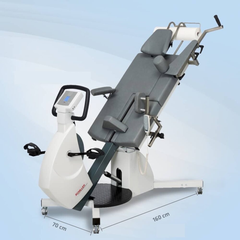 Dimensiones del Ergómetro 911 LS Easy Echocouch mostradas en esquema del equipo.