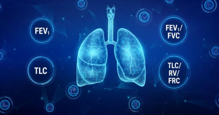 Interpretación del FEV1 y otros valores de función pulmonar como TLC y FEV1/FVC