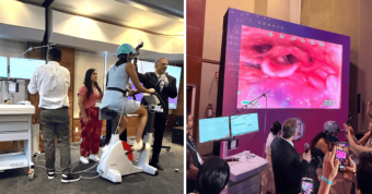 l Dr. Tod Olin, experto mundial en EILO, realiza una prueba en una atleta para evaluar síntomas respiratorios inducidos por ejercicio con el equipo CARDIOVIT CS-200 Excellence ERGOSPIRO de SCHILLER.