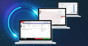 Capturas de pantalla de softwares avanzados para diagnóstico cardiopulmonar con ECG, pruebas de esfuerzo y ergoespirometría